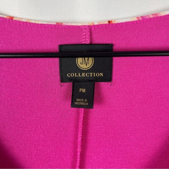 Pink Ikat Sheer Overlay Sleeveless Maxi Dress Coverup Petite Medium Vacation - Picture 5 of 11